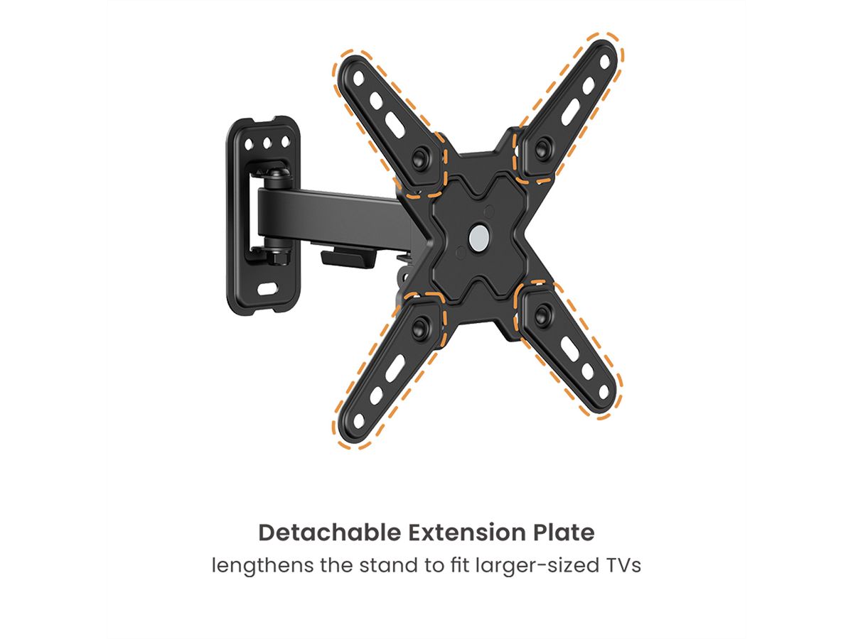 VALUE TV muurbeugel, 2 draaipunten, 13-43 inch, maximaal 20 kg