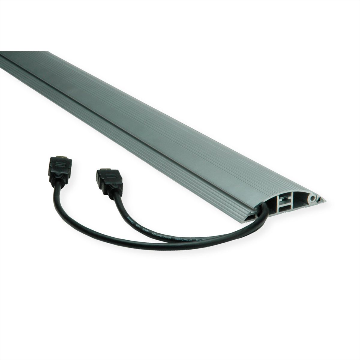 ROLINE 2-Channel Aluminum Floor Cable Cover, 92 x 22 mm, silver, 1.1 m
