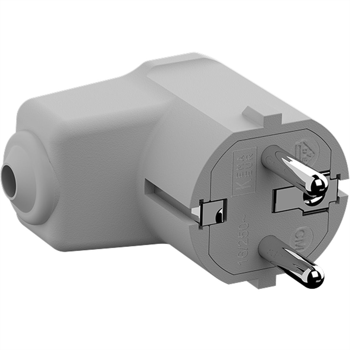 BACHMANN angled mounting plug grey, CEE 7/7 2-pole with earthing contact