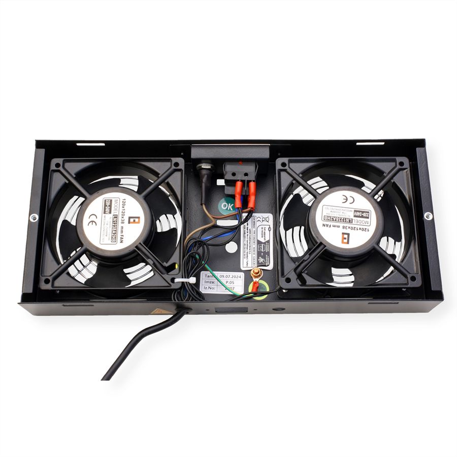 ROLINE Fan unit with 2 fans, for 19" Wall Cabinet black