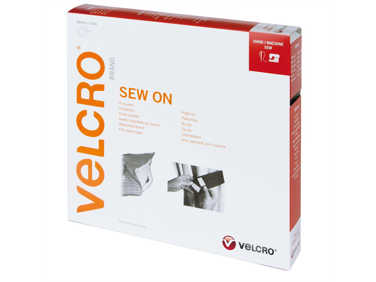 VELCRO® Klettband zum Aufnähen, Haken & Flausch 30mm x 10m Weiß