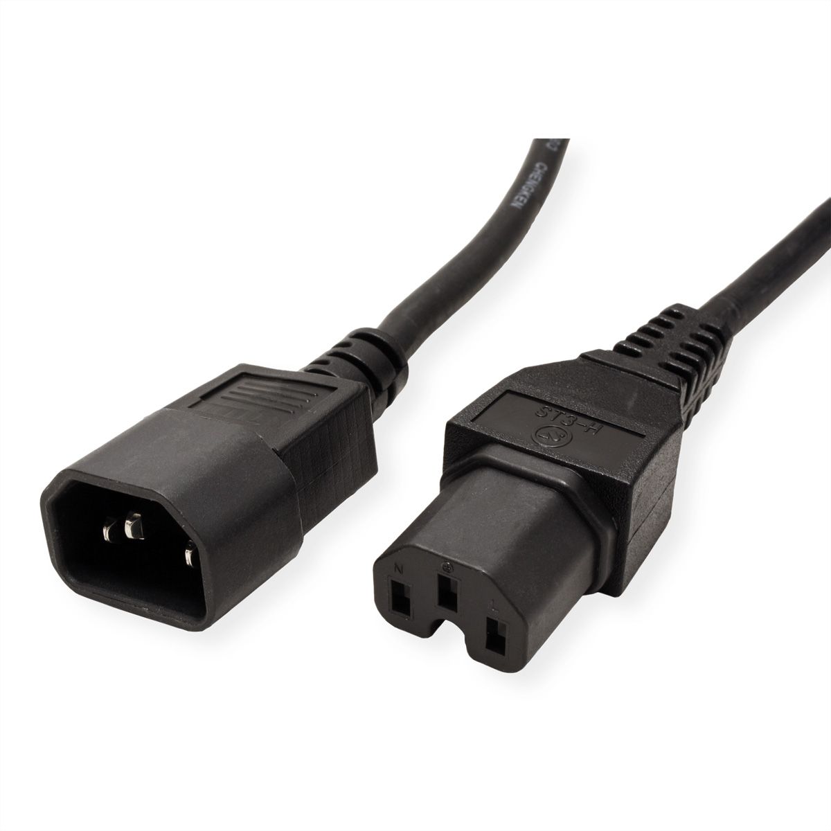 VALUE Euro stroomkabel met platte stekker haaks op C7, 2-polig Electriciteitssnoeren 1,8 m zwart