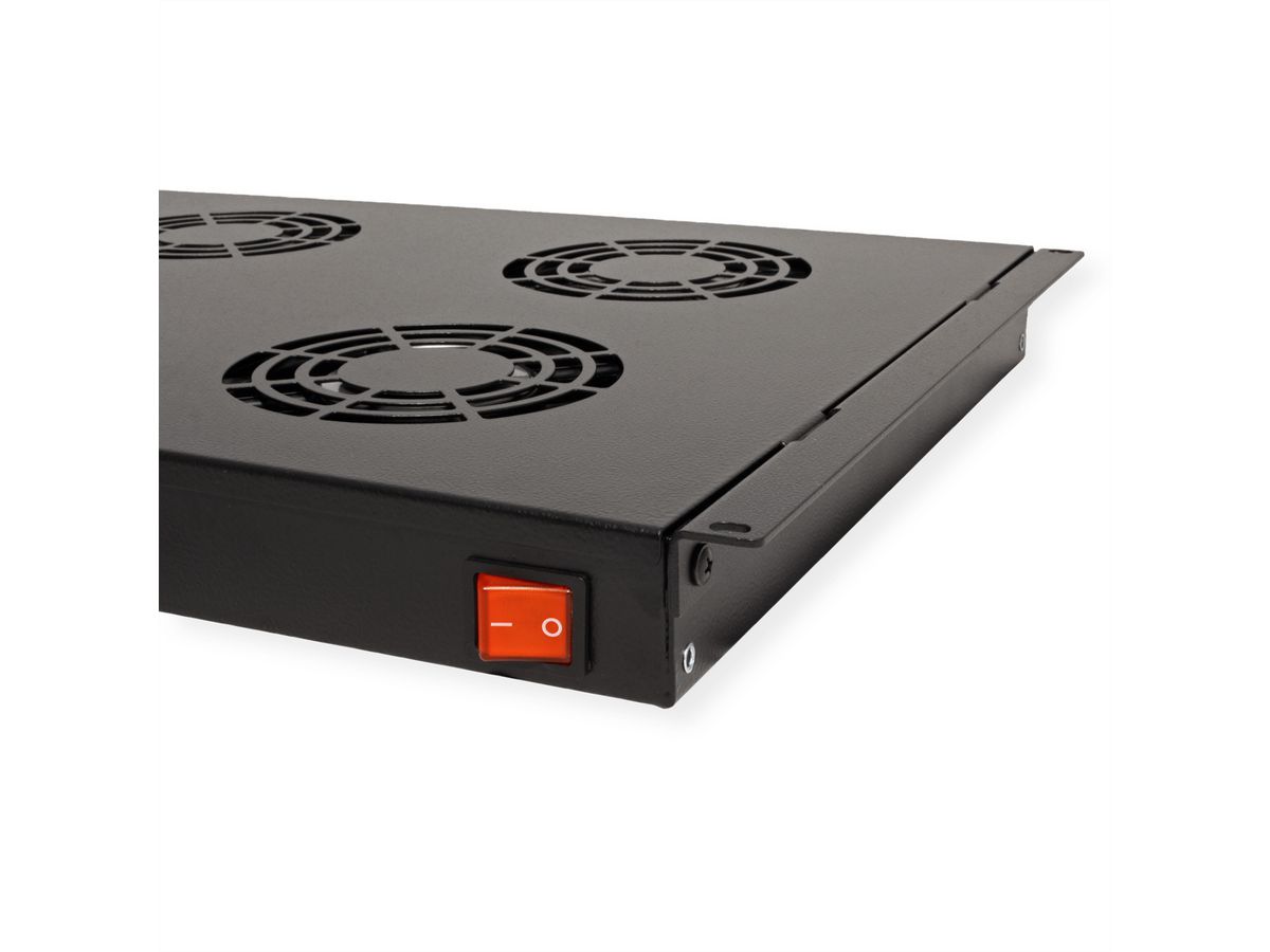 ROLINE 19-inch ventilatorunit 4 ventilatoren, Thermostaat zwart