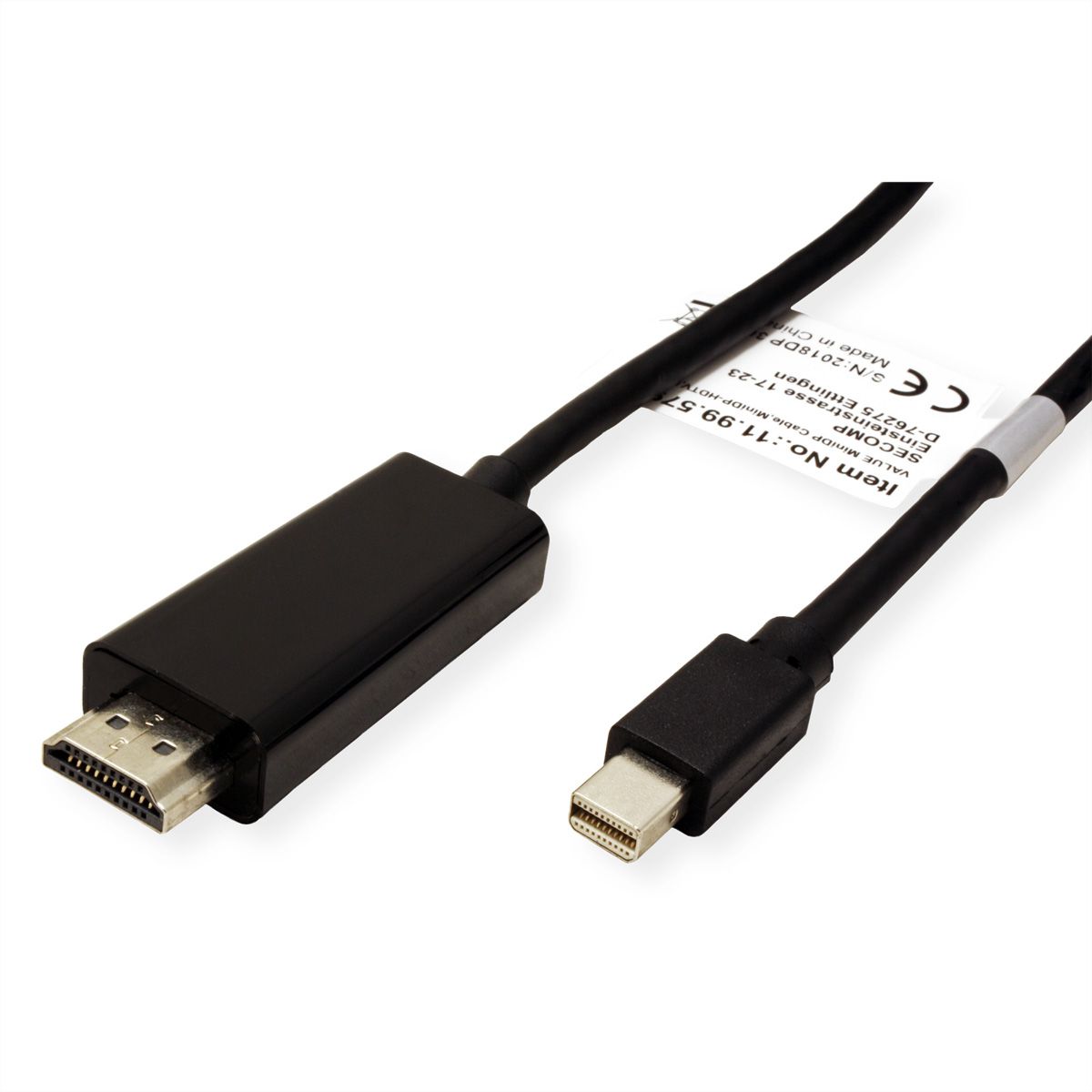 VALUE Mini DisplayPort Cable, Mini DP-HDTV, M/M, black, 2 m