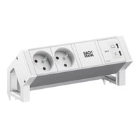 BACHMANN DESK2 ALU WHITE 2xUTE, 1x USB-C 65W, L=0.2m, RAL9010