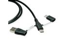 ROLINE USB 2.0-kabel type C, M/M, met adapters voor gegevensblokkering type A+C, 1 m