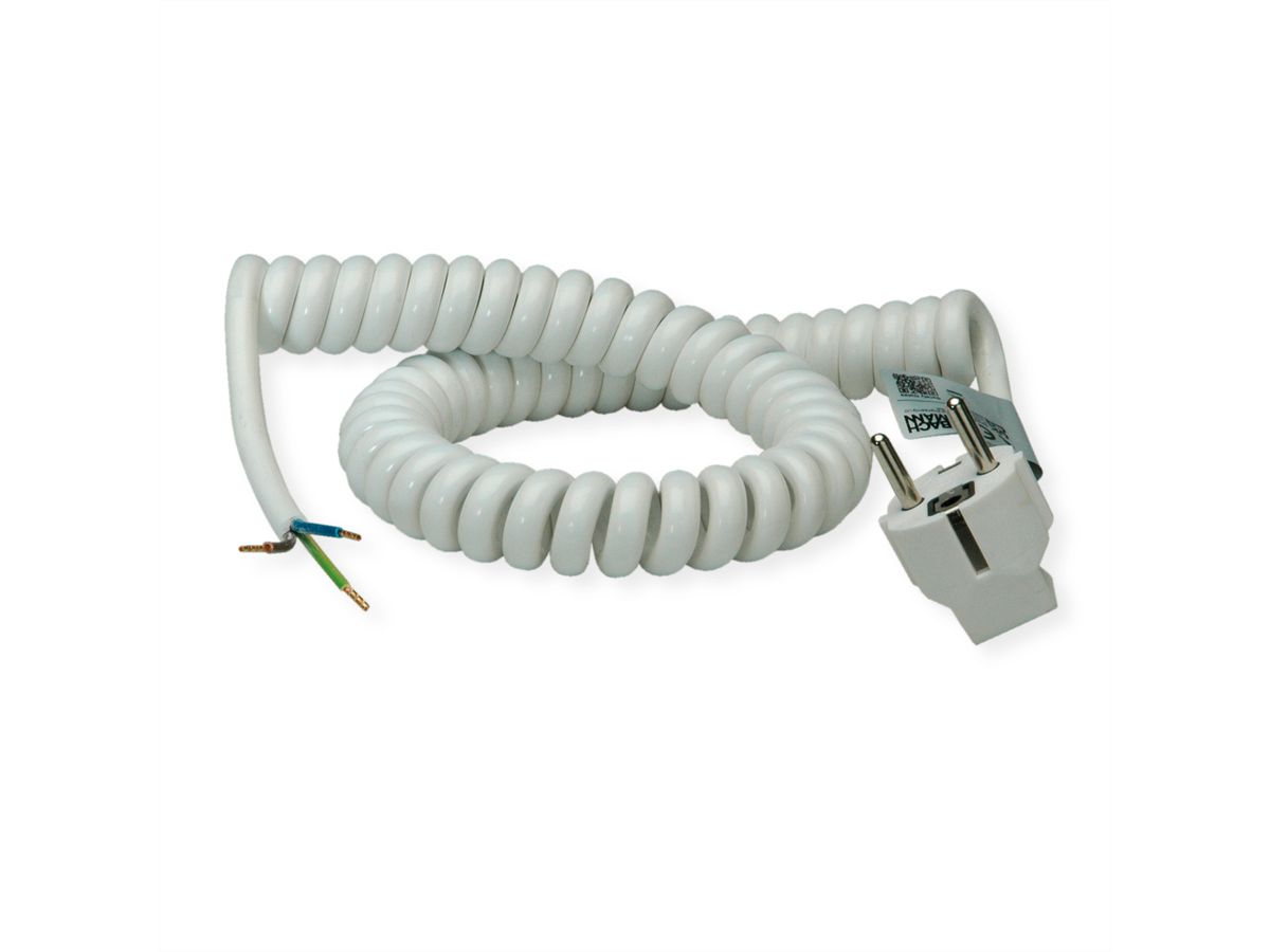 BACHMANN Spiral cable 0.5-2m white, H05VV-F 3G1,5mm² AEH/CEE7/7