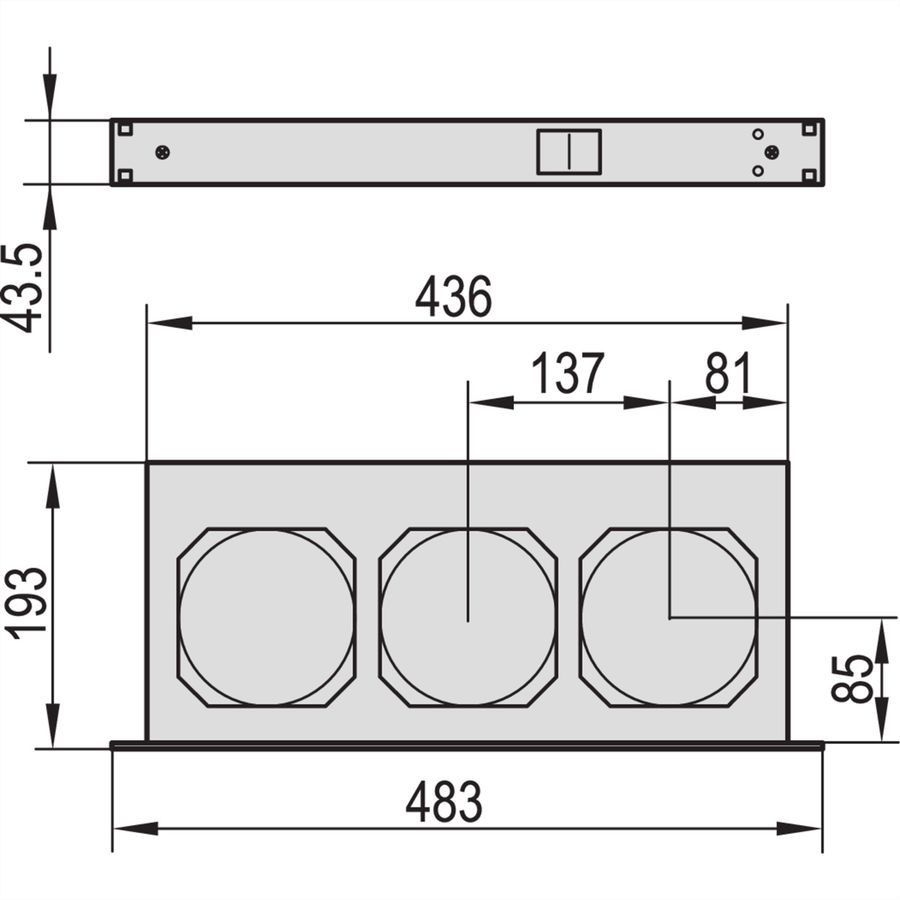 SCHROFF 19" ventilatoreenheid, 1 HE, met frontswitch, 3 ventilatoren, 230 VAC