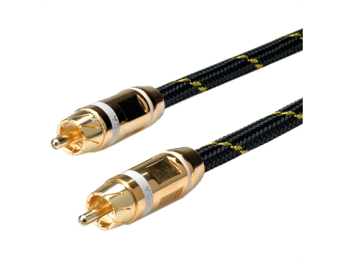 ROLINE GOLD Cinch Cable, simplex M - M, white, Retail Blister, 5 m