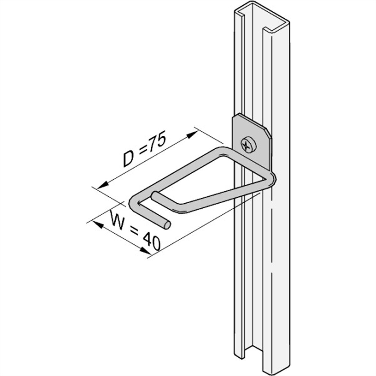 SCHROFF Cable Eye for C-Rail, Steel, 40 x 75 mm
