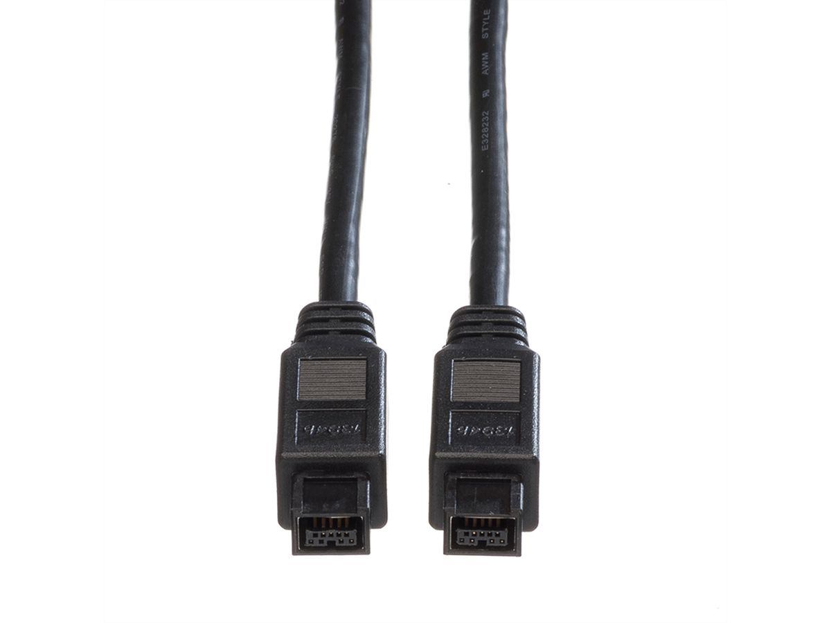 ROLINE IEEE 1394b / IEEE 1394 kabel, 9/9polig, zwart, 1,8 m