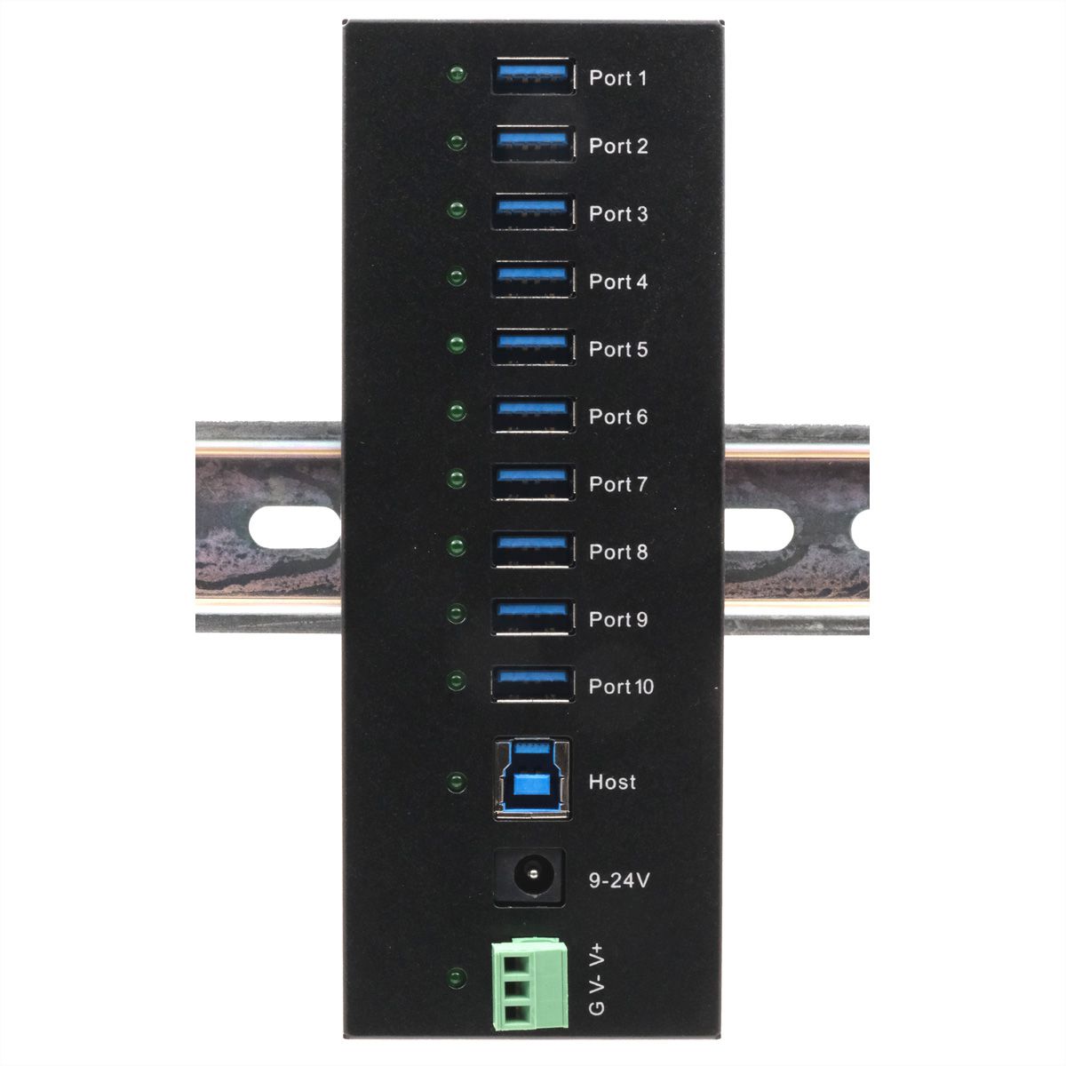 EXSYS EX-11230HMS 10 Port USB 3.2 Gen 1 HUB Din-Rail Kit und Wand VIA VL811+ Chipset