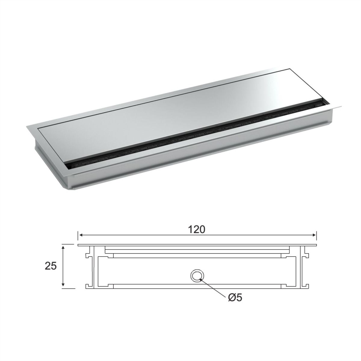 BACHMANN LOOP SQUARE cable bushing, 360mm, silver