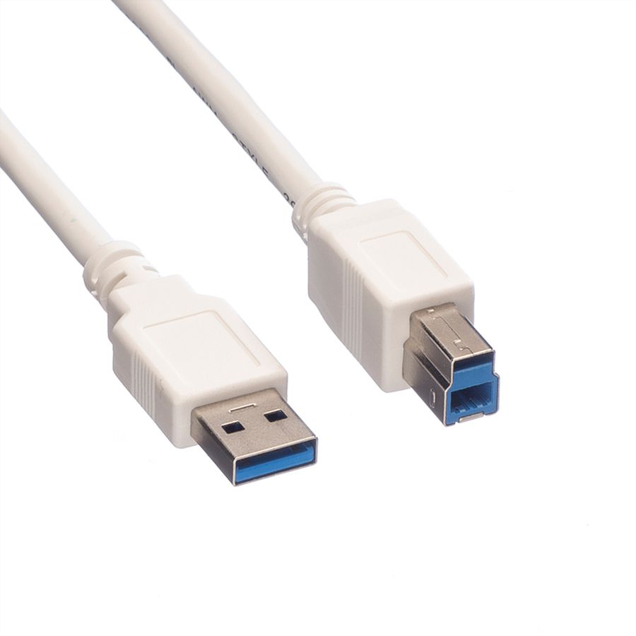 VALUE USB 3.2 Gen 1 Cable, A - B, M/M, white, 0.8 m