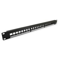 VALUE 19"-keystone-modulehouder, 24 poorten, 1HE, 3-delig, niet afgeschermd, zwart