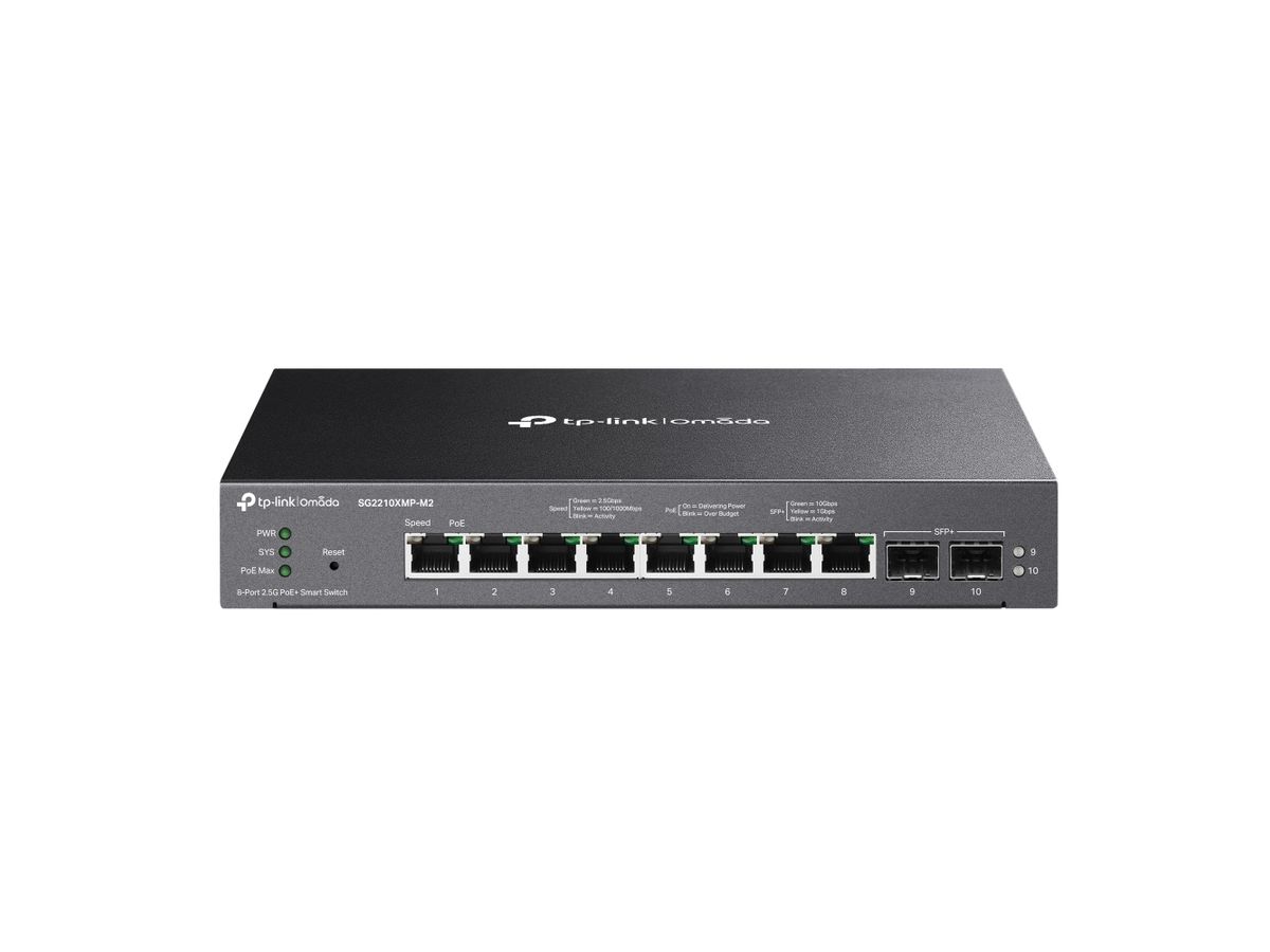 TP-Link Omada SG2210XMP-M2 netwerk-switch Managed L2/L2+ 2.5G Ethernet (100/1000/2500) Power over Ethernet (PoE) Bureaublad-/wandmontage Zwart