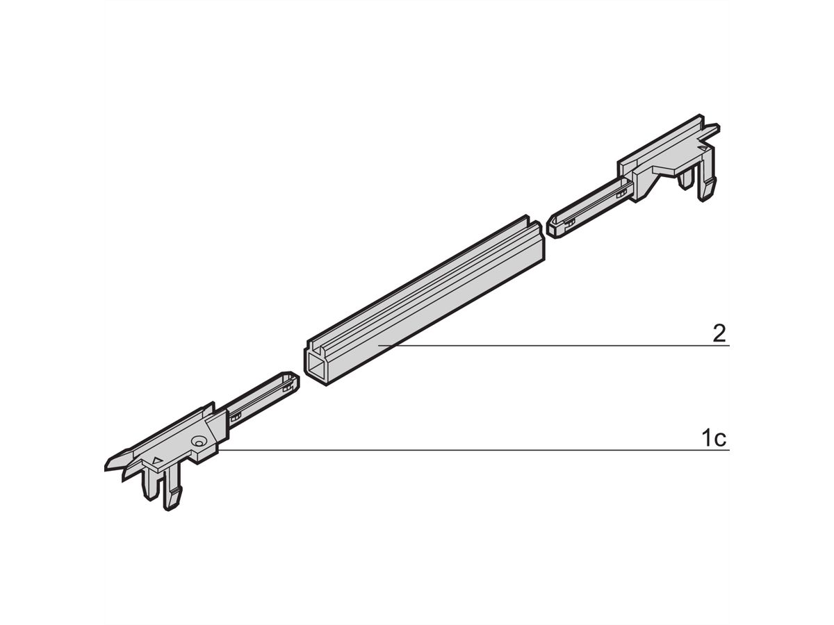 SCHROFF Guide Rail End Piece, 4.4" PCB  Type, Groove Width 2 mm, Red