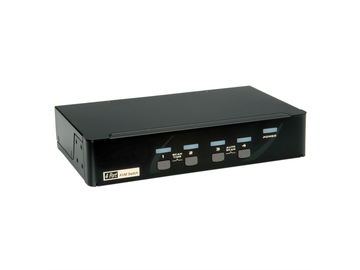 ROLINE KVM Switch, 1 User - 4 PCs, DisplayPort, with USB Hub