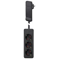 BACHMANN SmartPlug flat plug, with 3x socket strip with earthing contact, black, 1.6 m