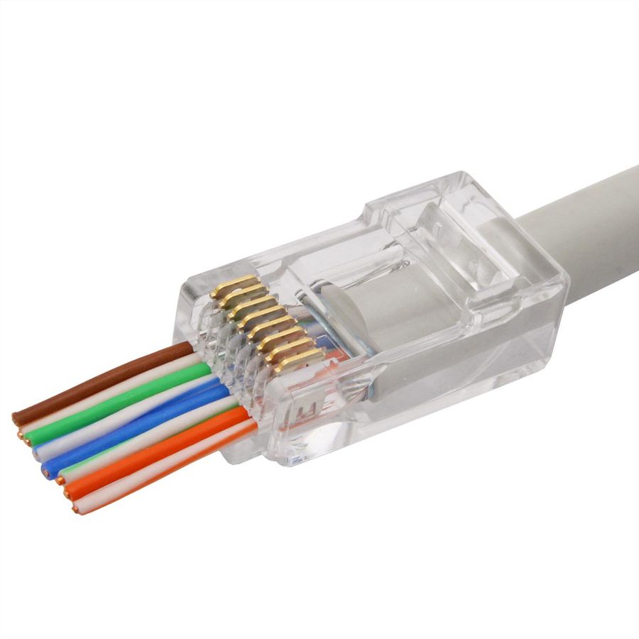 ROLINE Cat.6A (Class EA) Modular Plug, easy pass-through, for solid & stranded wire, unshielded, 10 pcs.
