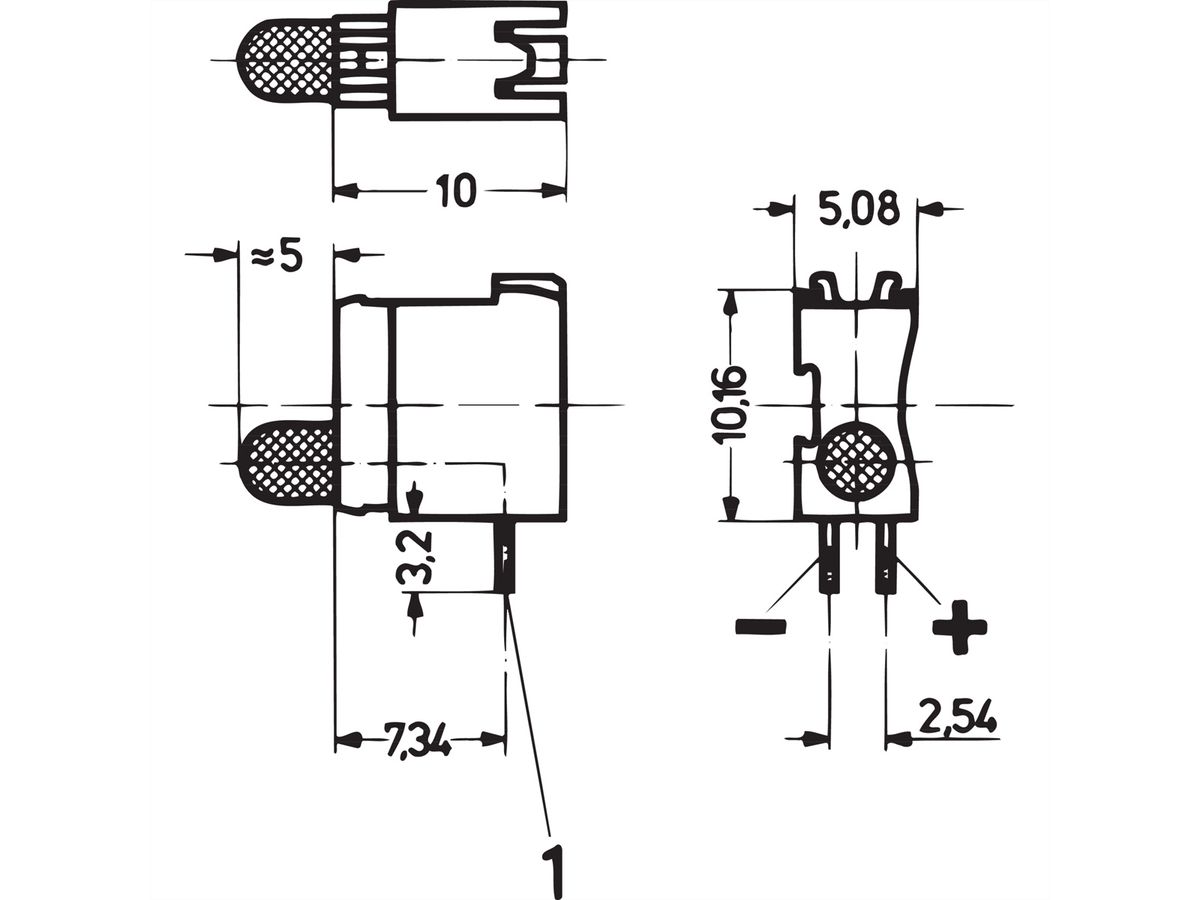 SCHROFF enkele LED, lange uitvoering, Ø 3,2 mm, geel