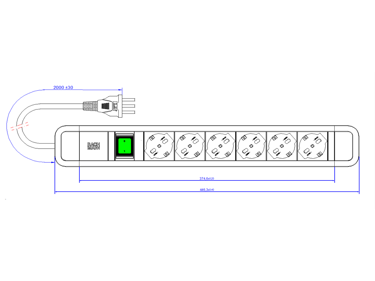 BACHMANN PRIMO 2 6xP40 1xswitch 2,0m ITA