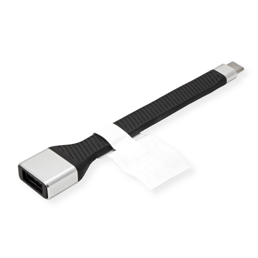 ROLINE USB 3.2 Gen 2 siliconen kabel, Emark, C-A, M/F, 10Gbit/s , zwart, 11 cm