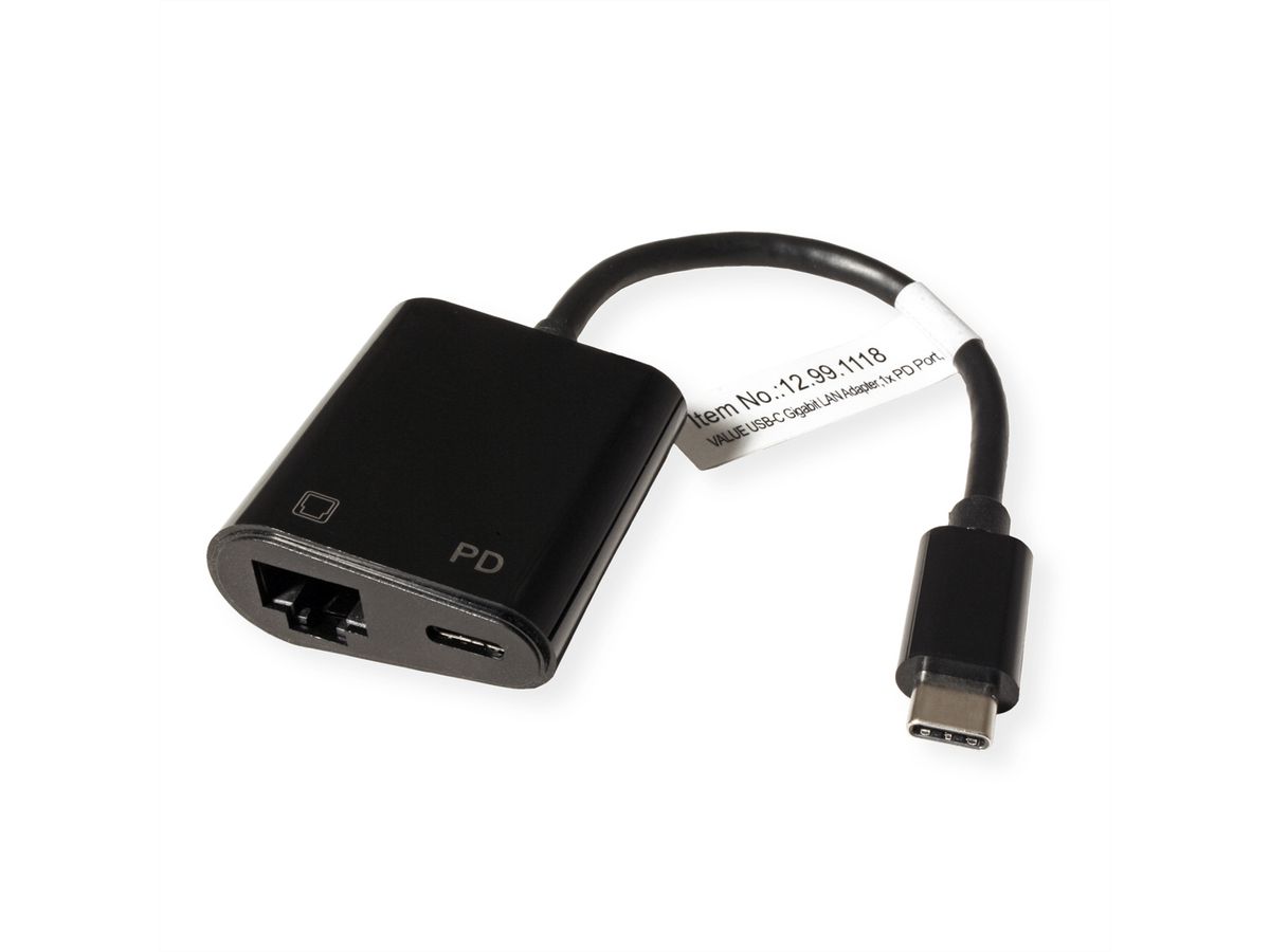 VALUE USB 3.2 Gen 2 Type C naar Gigabit Ethernet-converter + 1x PD-poort