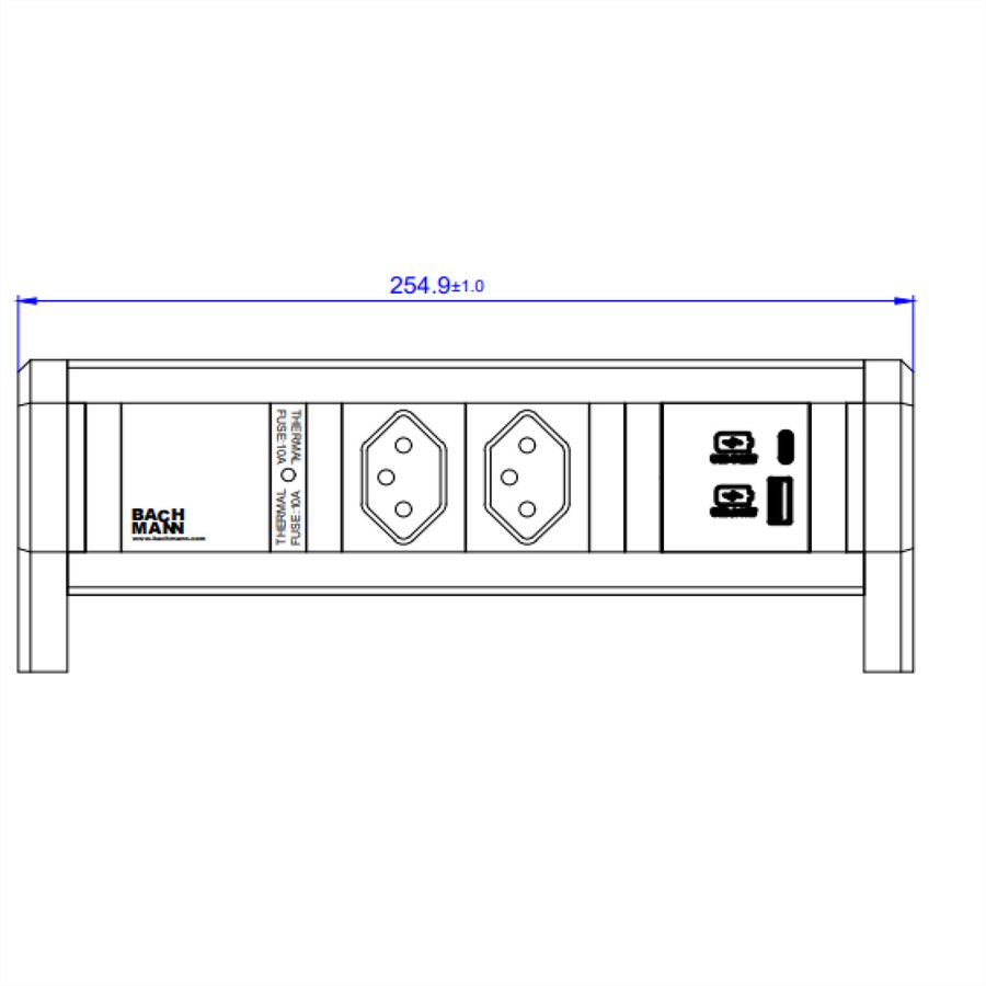 BACHMANN DESK 2xCH 0°, 1xUSB A/C 22W GST18 Switzerland