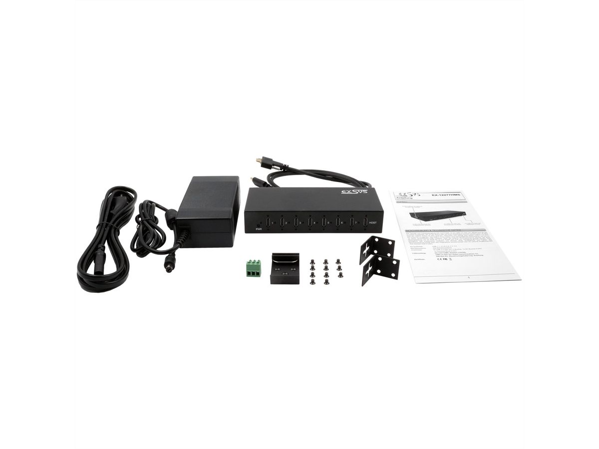 EX-12277HMS 7-Port USB 3.2 Gen 2 Metall HUB, mit 7x C-Anschlüsse