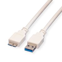 VALUE USB 3.2 Gen 1 kabel, type, A M - Micro B M, wit, 0,8 m