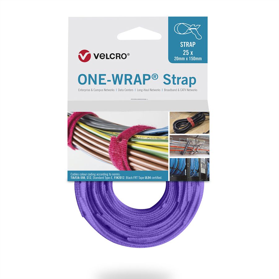 VELCRO® One Wrap® Bindband 20 mm x 200 mm, 25 stuks, violet