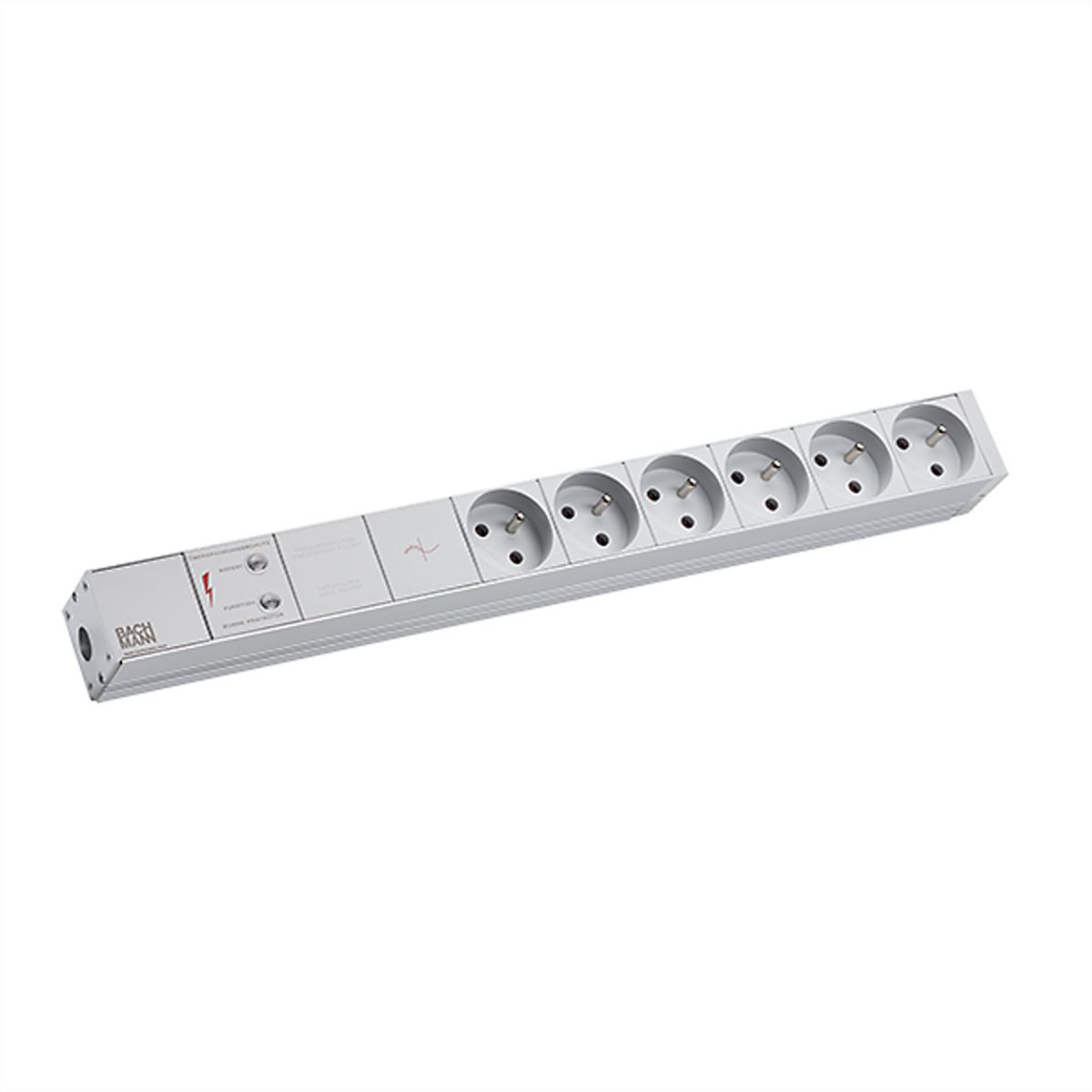 BACHMANN 19” stekkerdoos 1U 6xUTE 1xGVS, 2 m