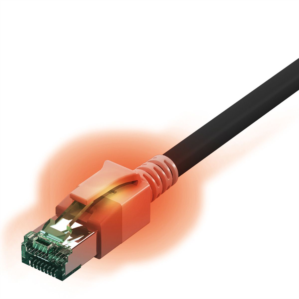 EasyLan S/FTP DualBoot LED Patch Cable Cat.6A, RJ45 / RJ45, LSOH, black, 2 m