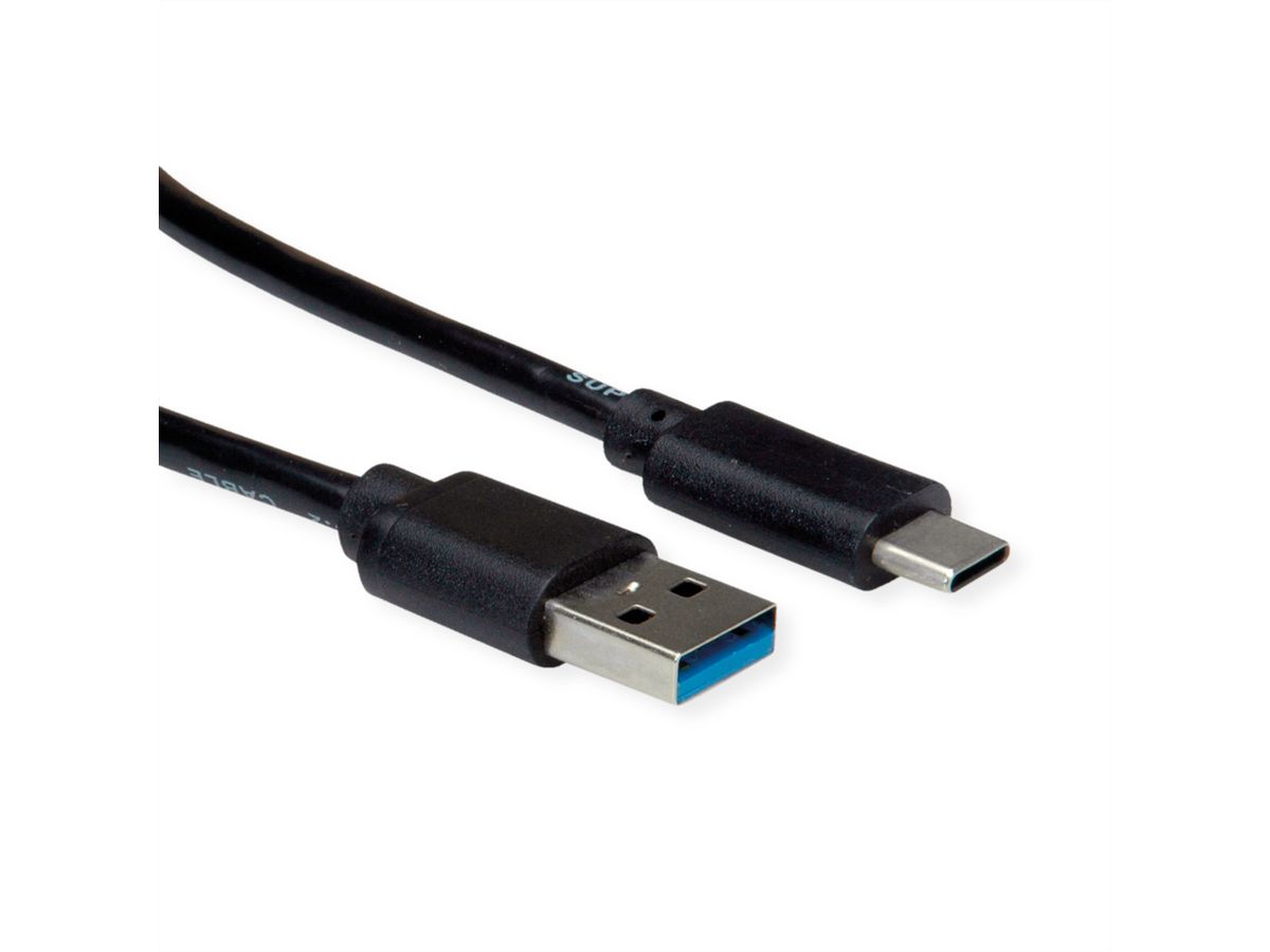 ROLINE RM USB 3.2 Gen 1 Cable, A-C, M/M, black, 0.5 m