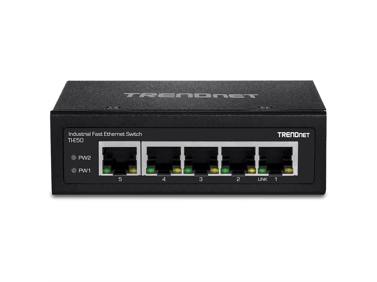 TRENDnet TI-E50 Industriële Fast Ethernet DIN-railschakelaar 5-poorts