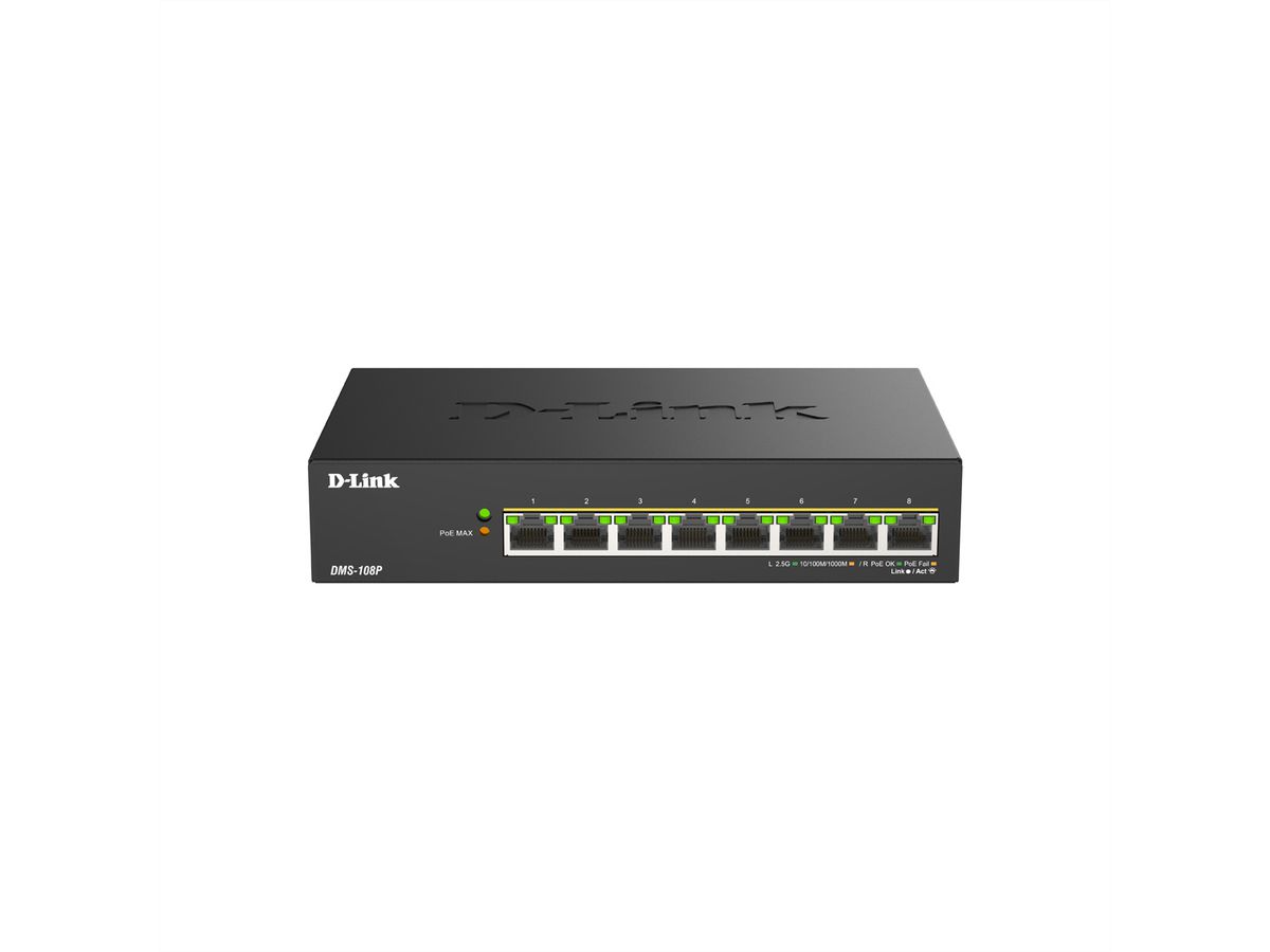 D-Link DMS-108P/E 8-Port Switch Multi-Gigabit Unmanaged PoE