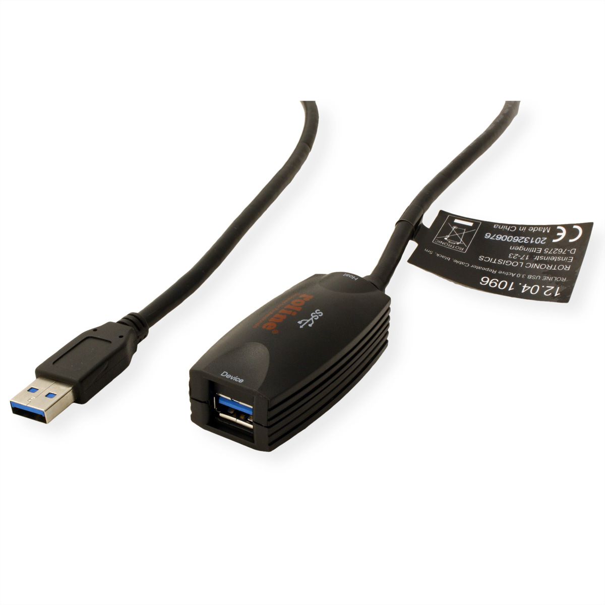 ROLINE USB 3.2 Gen 1 Actieve Repeater kabel, zwart, 5 m