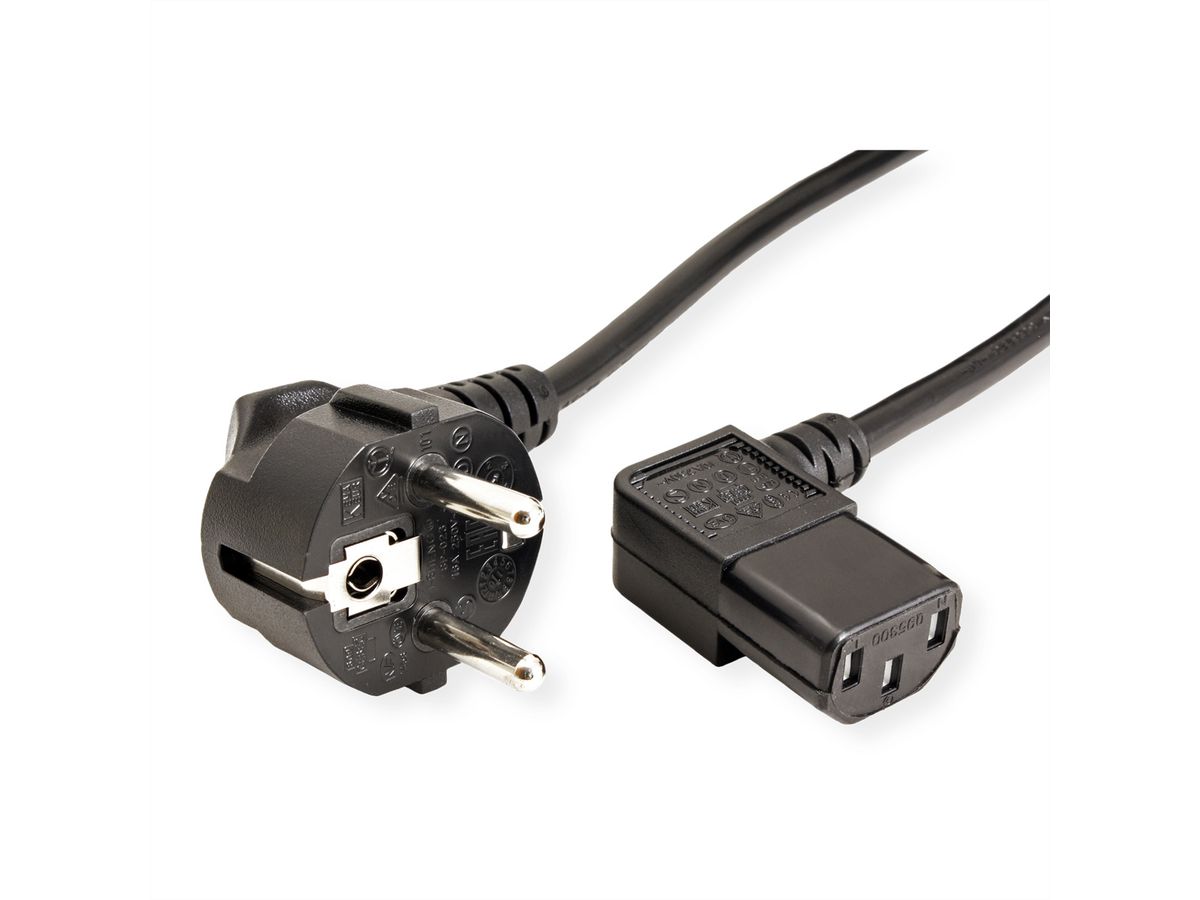 ROLINE Power Cable, angled IEC Connector, black, 1.8 m