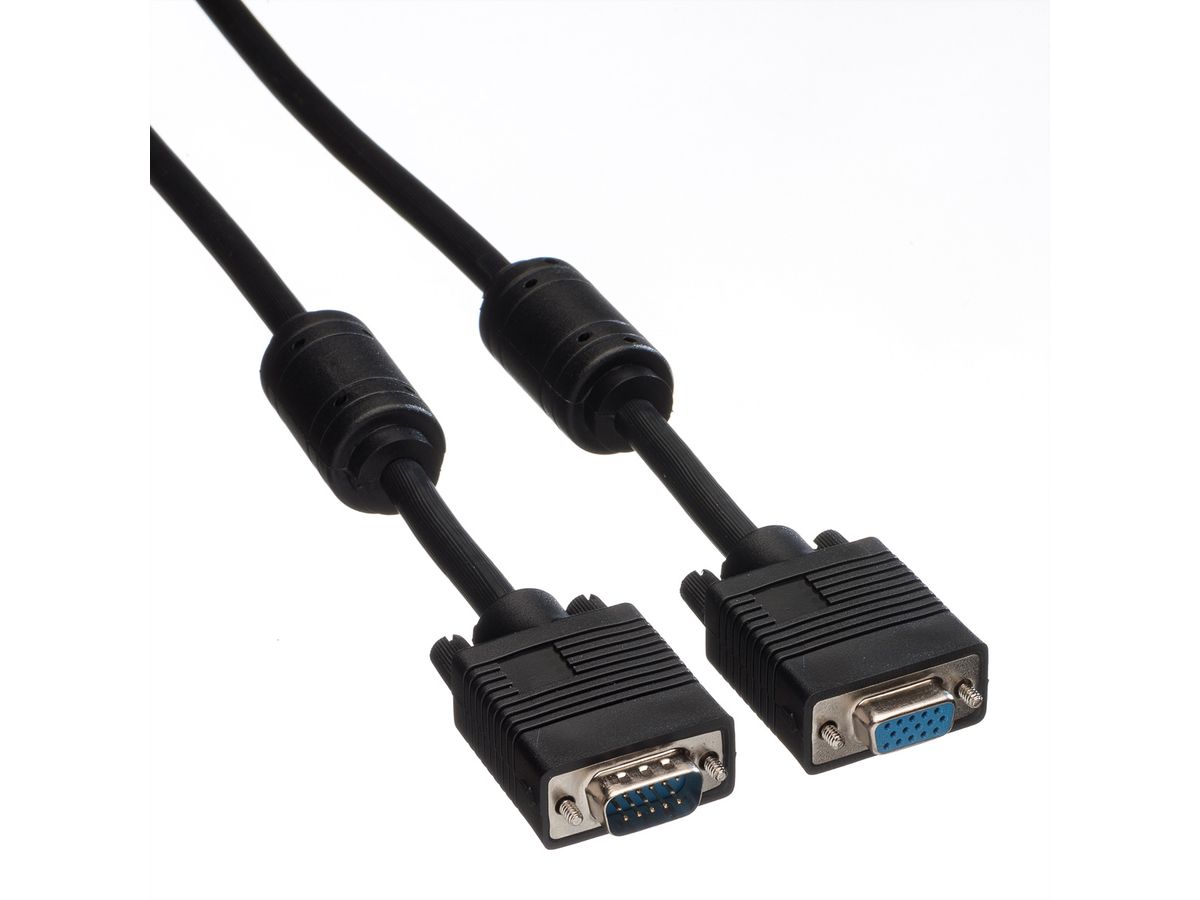 ROLINE SVGA Cable + Ferrite, HD15, M/F, 20 m