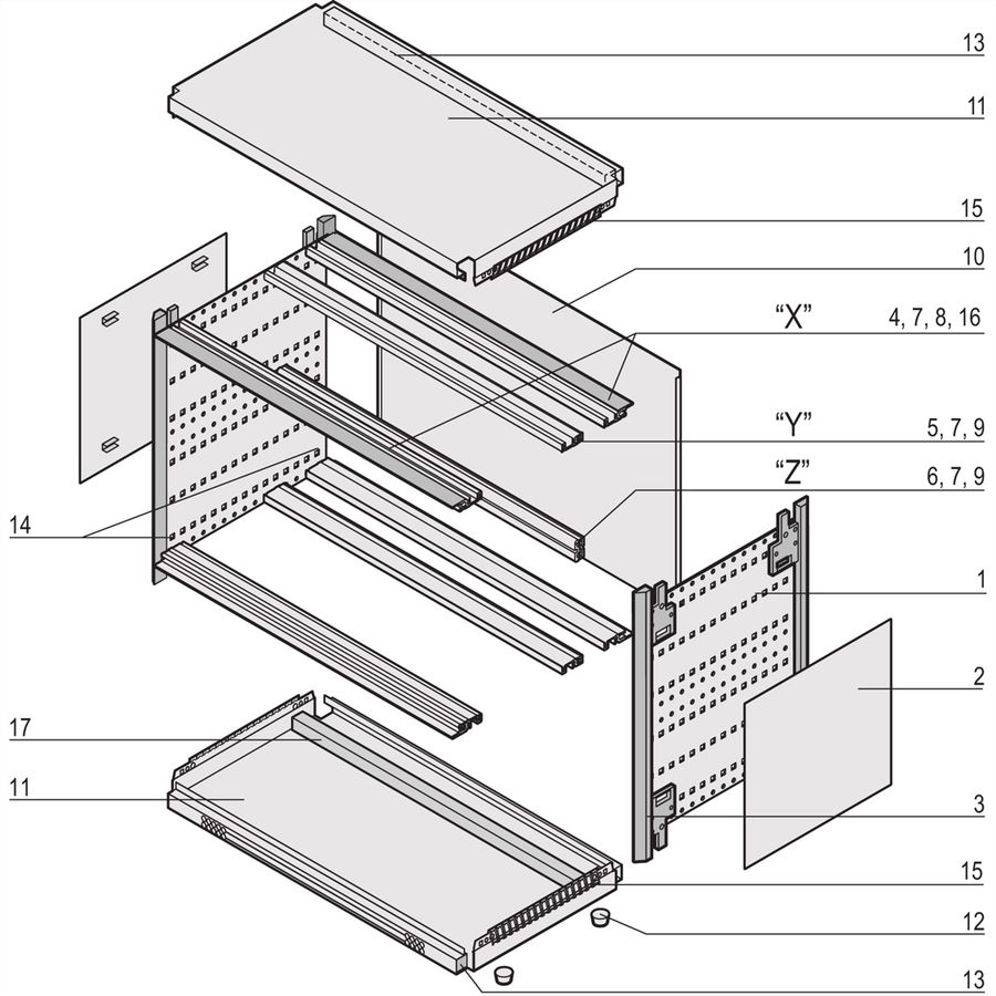 SCHROFF RatiopacPRO AIR Complete behuizing, bureaublad, Afgeschermd, Front Trim, 3/4 HE, 63 HE, 315 mm