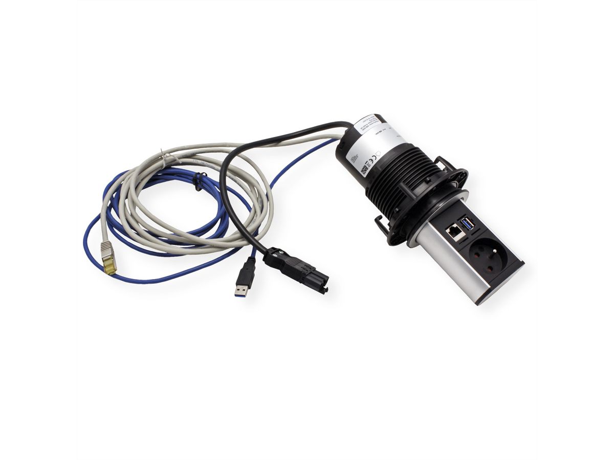 BACHMANN ELEVATOR 1xUTE 1xUSB 1xCAT6A 0.5m GST18 anodised aluminium profile
