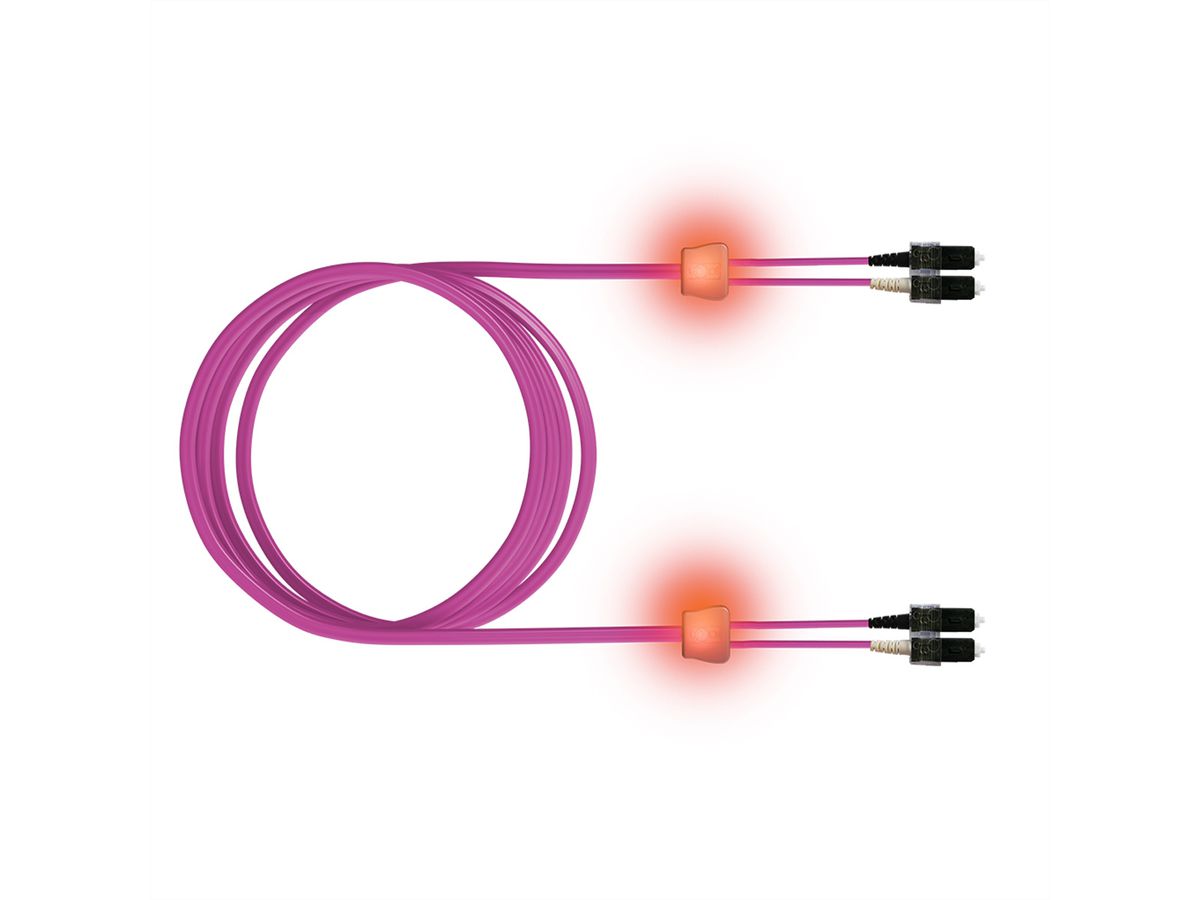 saCon Patch cables LED-Duplex 50/125µm OM4, SC/SC, violet, 1 m
