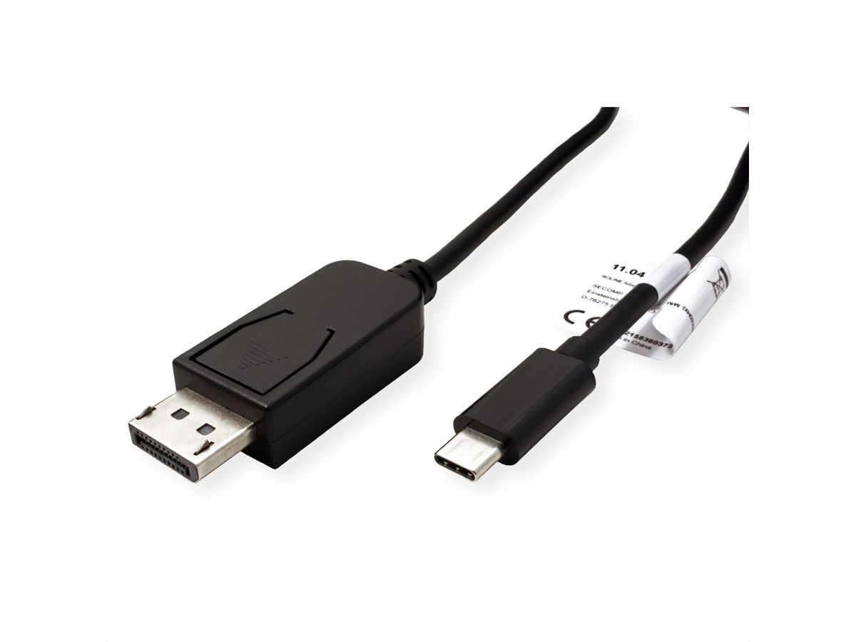 ROLINE USB type C - DisplayPort adapterkabel, v1.4, M/M, 2 m