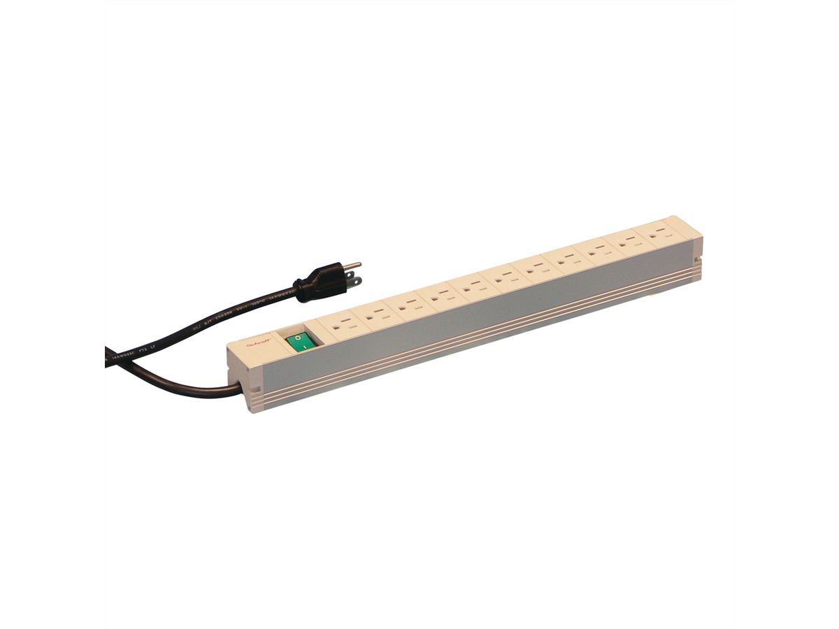 SCHROFF Socket Strip, USA, 11 Sockets, 19", With switch