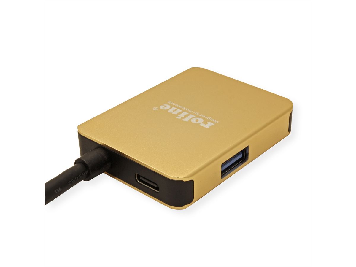 ROLINE GOLD USB Type C Docking Station, HDMI 4K, 2x USB 3.2 Gen 1, 1x PD