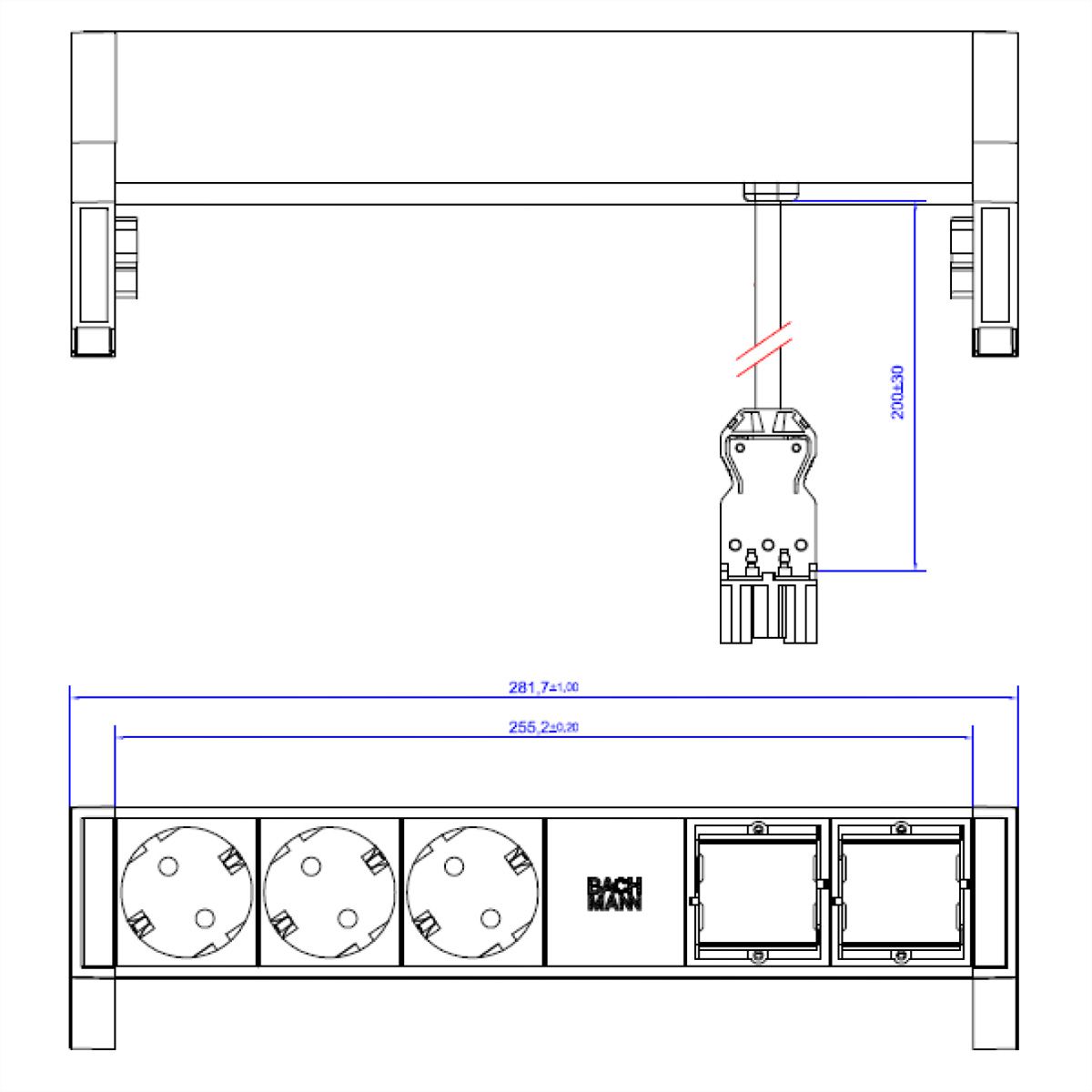 BACHMANN DESK2 3x Geaard stopcontact 2x ABD GST18 , wit