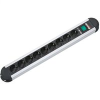 BACHMANN PRIMO socket strip 9x earthing contact, aluminium, with switch, 1.75 m