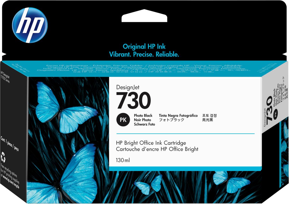HP 730 zwarte DesignJet fotoinktcartridge, 130 ml
