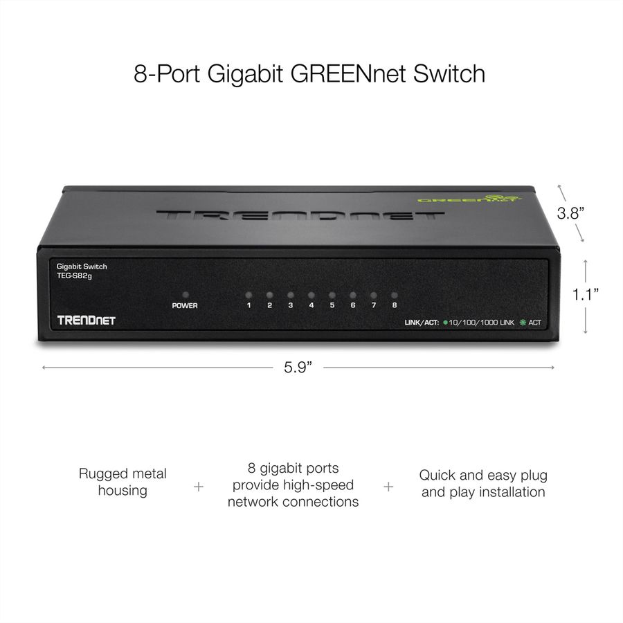 TRENDnet TEG-S82g 8-Poorts Gigabit GREENnet Switch